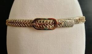 NINE WEST Gold Metallic Belt w/Chain Accent sz S